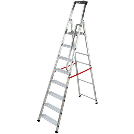 Hailo – Escabeau professionnel pliable aluminium 8 marches larges – Hauteur d'accès 3,64 m – Charge max 150 kg – Plateforme antidérapante
