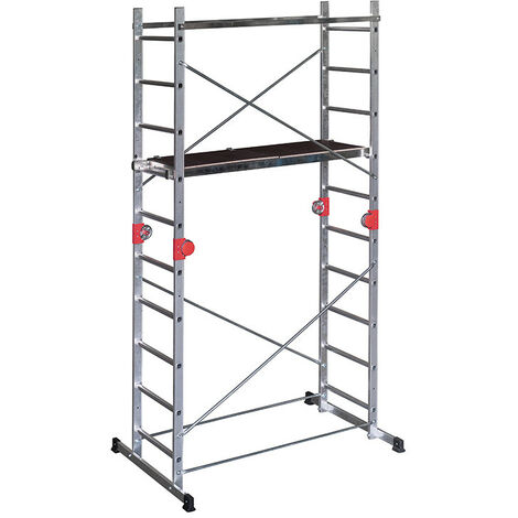 Hailo – Échafaudage pliable 4 en 1 multifonction 1,8m/3,8m – Aluminium haute qualité – Charge maximale 150kg – Utilisable en intérieur et extérieur