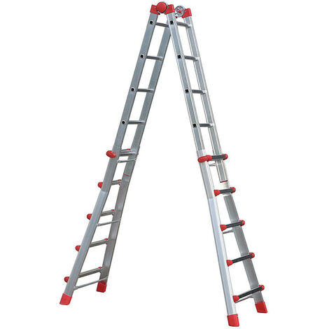 Hailo – Échelle télescopique 4x5 échelons 4,8m/5,7m – Aluminium léger et durable – Charge max 150kg – Pour travaux en hauteur et espaces confinés (1/10)