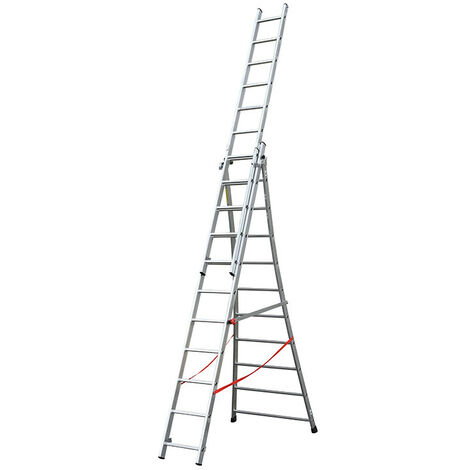 Echelle transformable pro 3 plans 3x10 échelons 6m/6,8m en aluminium Hailo Pro (1/5)
