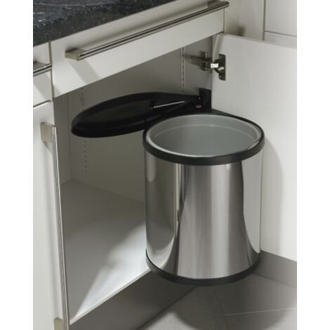 Poubelle de cuisine encastrable sous évier 15L Hailo Compact-Box M Coloris - Inox