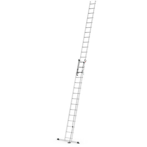 Hailo – Échelle coulissante à corde 2 plans 2x15 échelons 7,6m/8,4m – Aluminium léger 22,1 kg – Échelons antidérapants pour sécurité (1/9)
