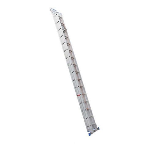 Hailo – Échelle coulissante à corde 3 plans 3x16 échelons 150 kg – Hauteur maximale 800 cm – Largeur 120 cm – Norme EN 131