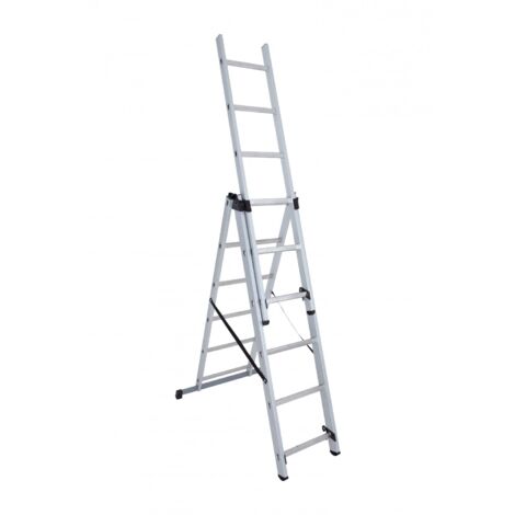 Hailo – Échelle transformable 3x6 échelons aluminium – Hauteur d'accès 4,3m – Stabilité renforcée avec embouts antidérapants – Charge maximale 150kg