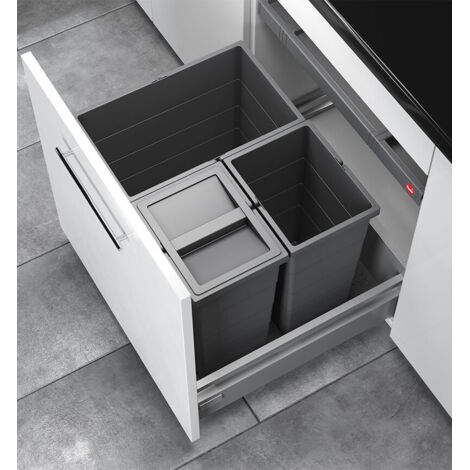 Poubelle de cuisine tri sã©lectif 2 bacs encastrable 30l (15+15) hailo