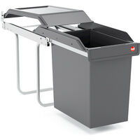 Hailo – Poubelle tri sélectif encastrable 24L – Bac amovible gris anthracite – Couvercle anti-odeur – Installation dans meubles de 30 cm