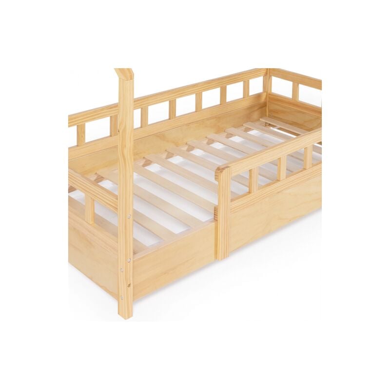 Letto a capanna per bambini 80 x 160 CM in legno con base e sponde NEREE