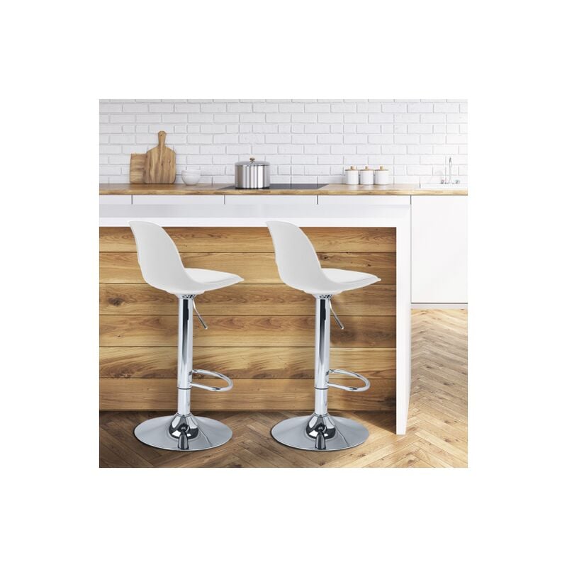 Set di 2 sgabelli da bar design bianchi KARL