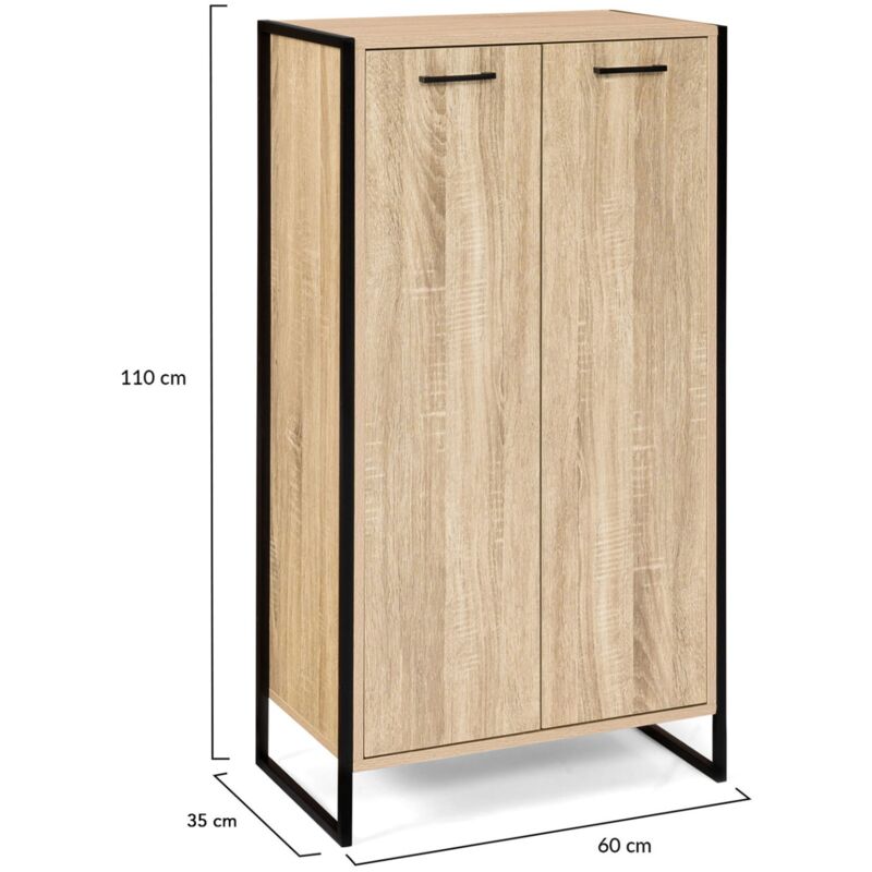 Scarpiera LUIS 2 Ante Design Industriale – Capienza 12 Paia, Struttura In Legno E Metallo