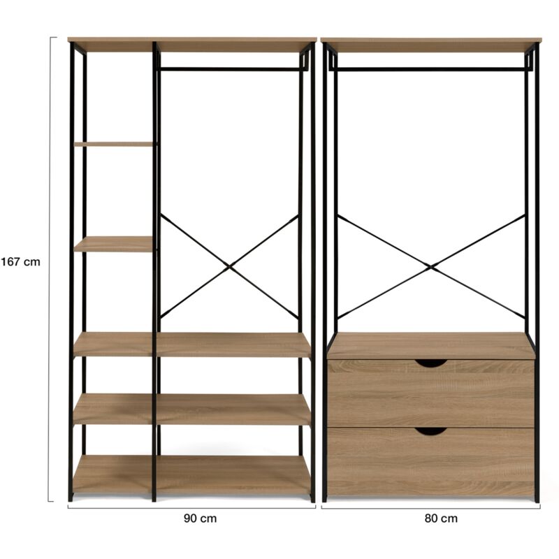 Armadio Brooklyn | 2 Cassetti Spaziosi | Stile Industriale Bianco Per Camera O Ufficio