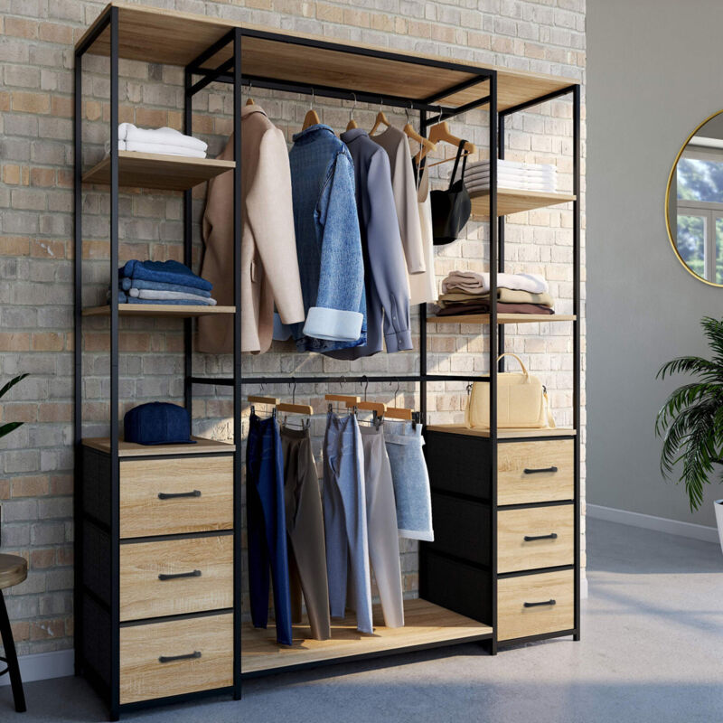 IDMarket - Armadio doppio UTAH + colonna doppia L. 140 cm con 6