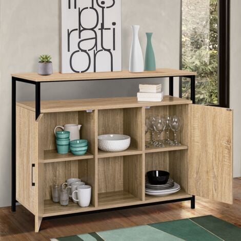 Credenza a 2 ante con ripiano dal design industriale DETROIT