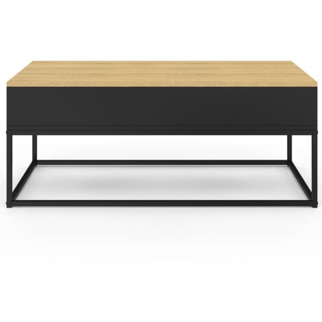 Tavolino Quadrato Con Piano Sollevabile - Design Industriale In Legno Di Faggio E Nero - 70x70x40.5 Cm - Foto 10