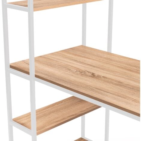Libreria scrivania DETROIT design industriale legno e metallo bianco