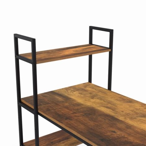 Scrivania libreria HAWKINS con piano effetto invecchiato, design industriale