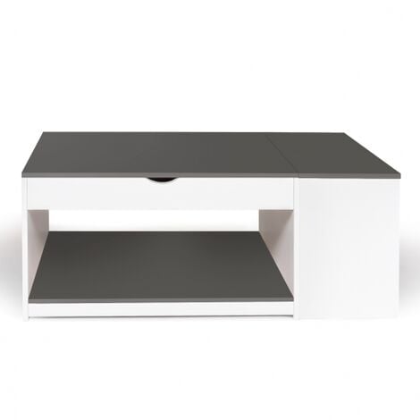 Tavolino elevabile ELEA con scatola in legno bianco e grigio