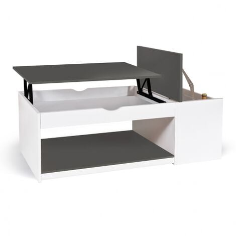 Tavolino elevabile ELEA con scatola in legno bianco e grigio
