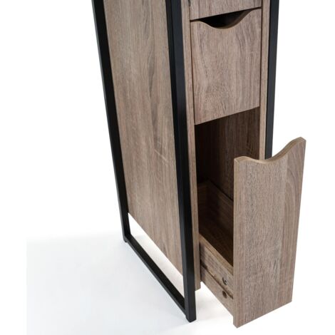 IDMarket DETROIT Mobile Basso 2 Ante - Design Industriale In Legno E Metallo, 70x30x81 Cm, Ripiano Regolabile