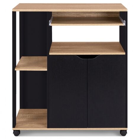 Carrello da cucina vassoi in legno nero e faggio L.76 cm COSI