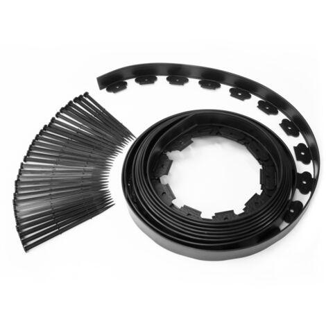 Bordature per prato flessible 8 mt nera altezza 12 cm + 24 picchetti