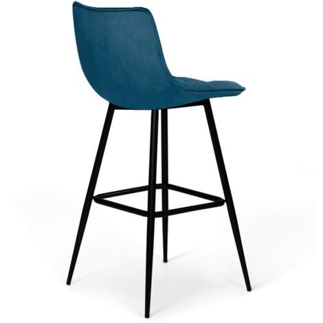 Set di 4 sgabelli da bar MADY in velluto blu