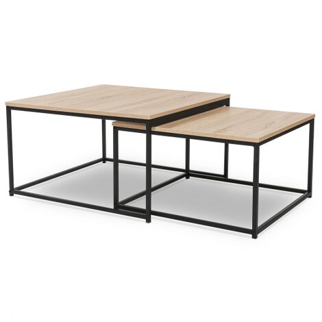 Set di 2 tavoli bassi impilabili DETROIT 60/70 design industriale