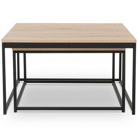 Set di 2 tavoli bassi impilabili DETROIT 60/70 design industriale