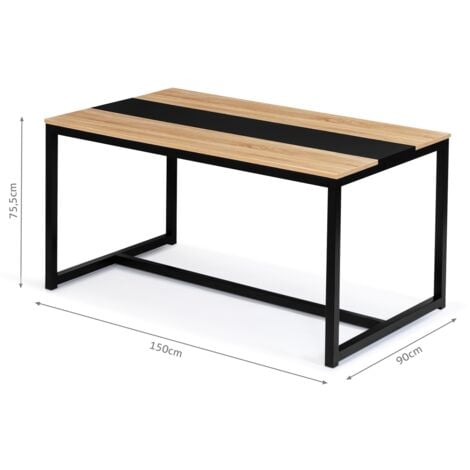 Tavolo da pranzo DOVER per 8 persone con fascia centrale nera design industriale 150 cm