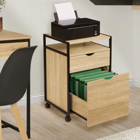 GIANTEX Cassettiera Con Ruote, 3 Cassetti E 2 Ripiani Aperti, Mobile In Legno Per Ufficio E Soggiorno, Bianco Moderno
