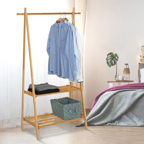 IDMarket - Appendiabiti In Bambù RITA Con 2 Ripiani: Pratico, Salvaspazio E Dal Design Naturale Per Il Tuo Ingresso O Camera Da Letto - 2