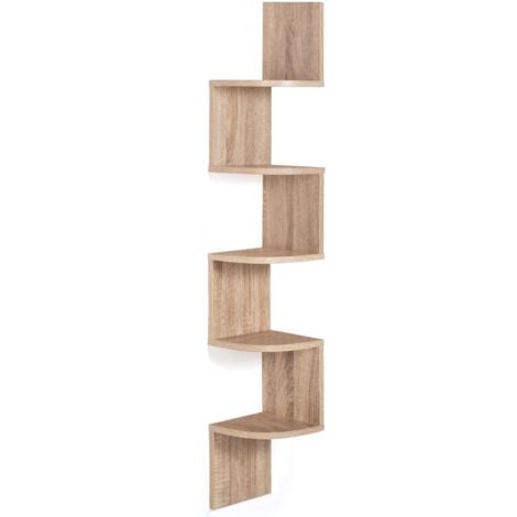 Scaffale a muro angolare a 5 livelli ISA in design faggio