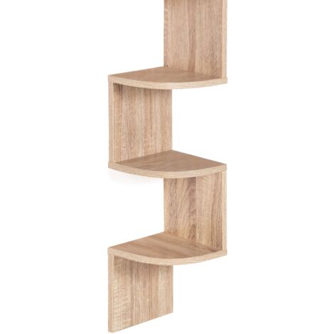 Scaffale a muro angolare a 5 livelli ISA in design faggio