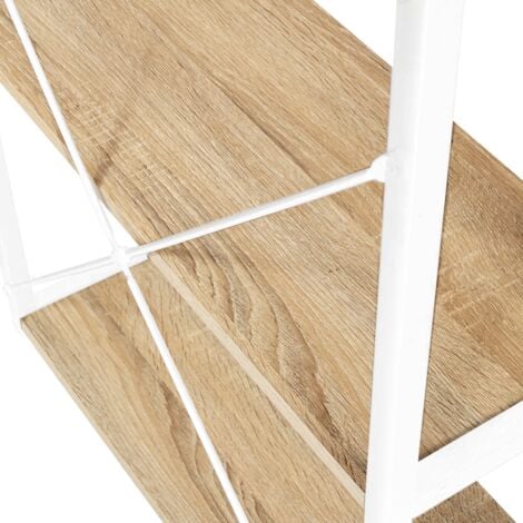 Scrivania dritta in legno e metallo bianco, design industriale DETROIT