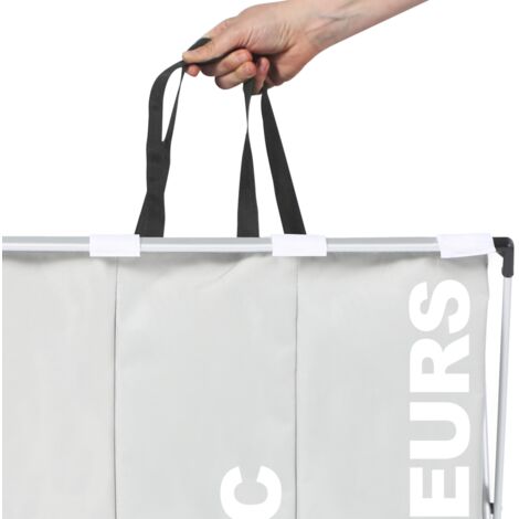 Cesto Della Biancheria Pieghevole SAMMART 36L - Grigio, Risparmio Spazio, Con Manici