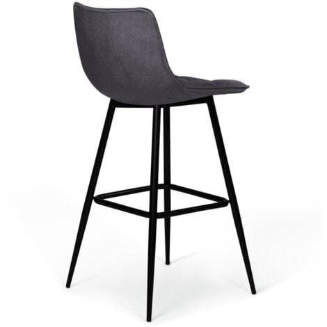 Set di 4 sgabelli da bar MADY in velluto grigio scuro