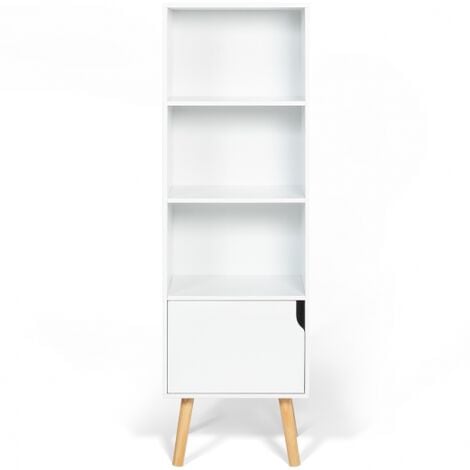 Scaffale con 2 portes scandinavo in legno bianco EMMIE