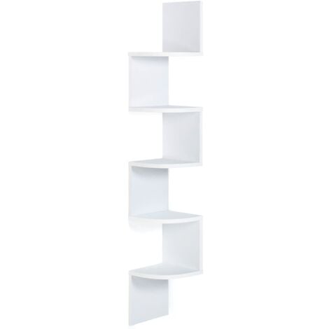 Scaffale angolare a parete a 5 livelli bianco ISA