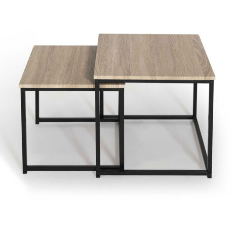 Set di 2 tavolini bassi impilabili DETROIT 40/45 dal design industriale