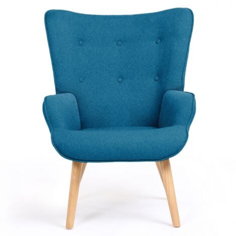 Poltrona scandinava IVAR con poggiapiedi in blu anatra