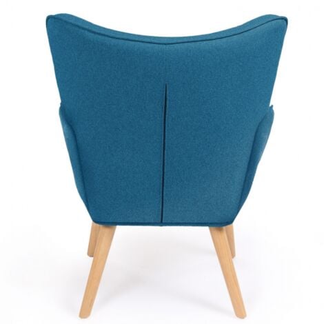 Poltrona scandinava IVAR con poggiapiedi in blu anatra