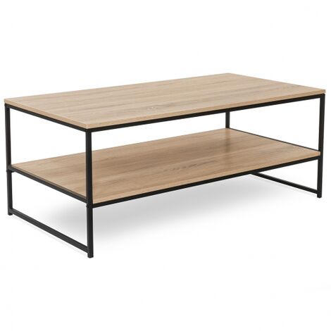 Tavolino basso DETROIT con doppio piano 113 cm design industriale