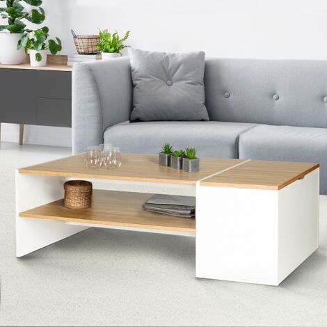 Tavolo basso da bar contemporaneo IZIA con contenitore bianchi e legno