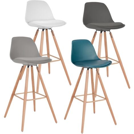 Set di 4 sgabelli da bar SARA grigio scuro, grigio chiaro, bianco e blu anatra