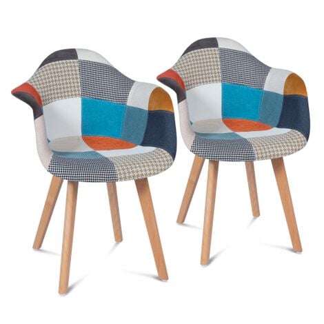 Set di 2 poltrone scandinavo con motivo patchwork multicolore SARA