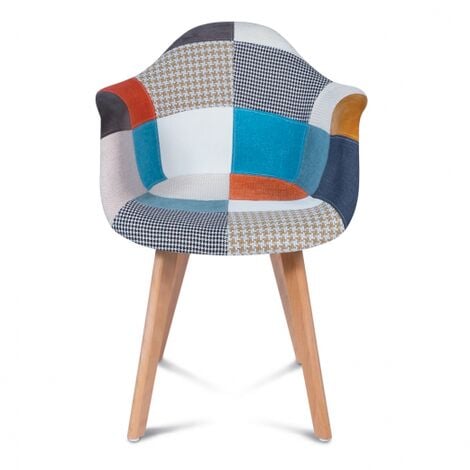 Set di 2 sedie da pranzo scandinavo con motivo patchwork multicolore SARA