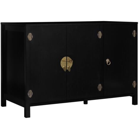 Credenza bassa a 3 ante, legno nero YANG
