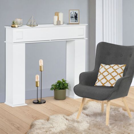 Hexim K3005 - Consolle Per Camino In Poliuretano, Effetto Stucco, Colore Bianco, 187 X 127,5 Cm, Componibile