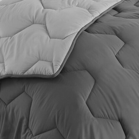 Piumino 220x240 cm biface grigio chiaro e grigio 300 gr ABBY