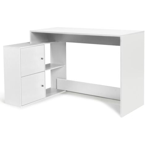 Scrivania angolare a forma di L in legno bianco BOB