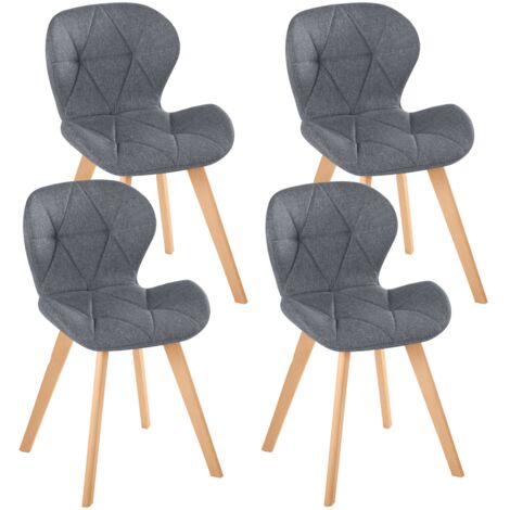 Set di 4 sedie da pranzo in tessuto grigio scuro ROBINE